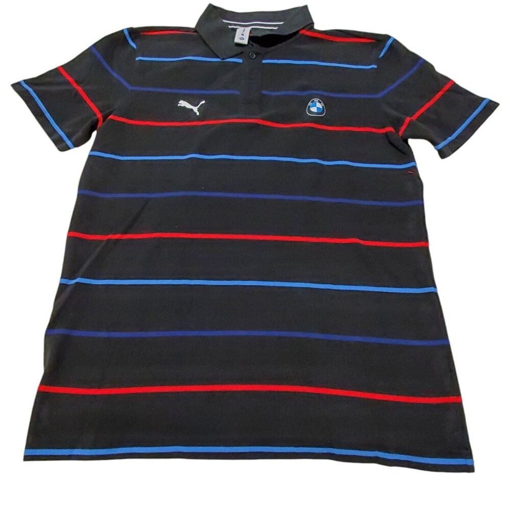 Mens Puma BMW Motorsport Striped Polo Shirt Black